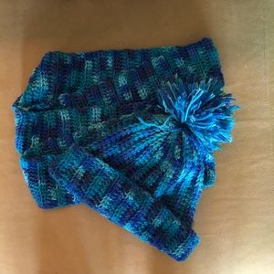 Handmade Blue Hat and Scarf Set
